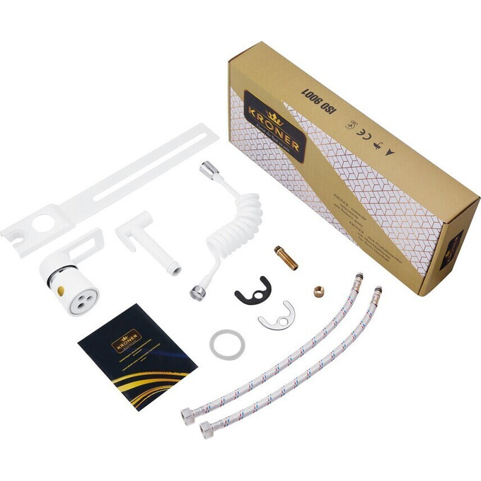 Гигиенический душ со смесителем Kroner KRM Zenda W025 (белый матовый, с приставкой для унитаза), Цвет производителя: белый матовый, фото 5