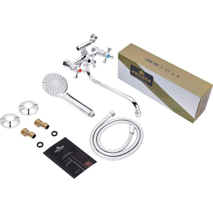 Смеситель для ванны Kroner KRP Rhein C073 (с лейкой и шлангом), фото 5