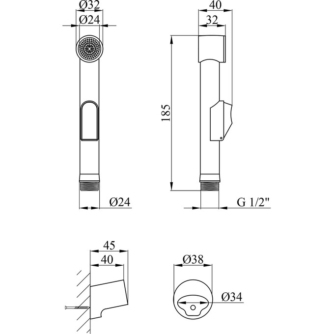 Лейка для гигиенического душа Kroner KRM C708 (с держателем), фото 6