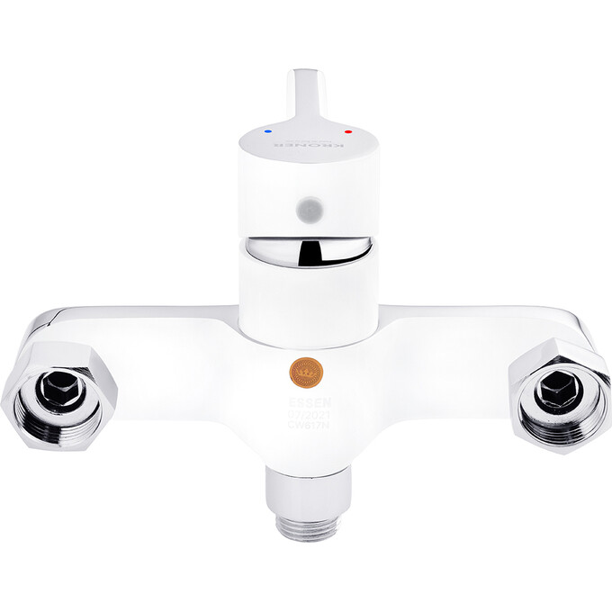 Змішувач для ванни Kroner KRP Essen W060 (білий матовий/хром, з лійкою та шлангом), Колір виробника: білий матовий, хром, фото , изображение 2