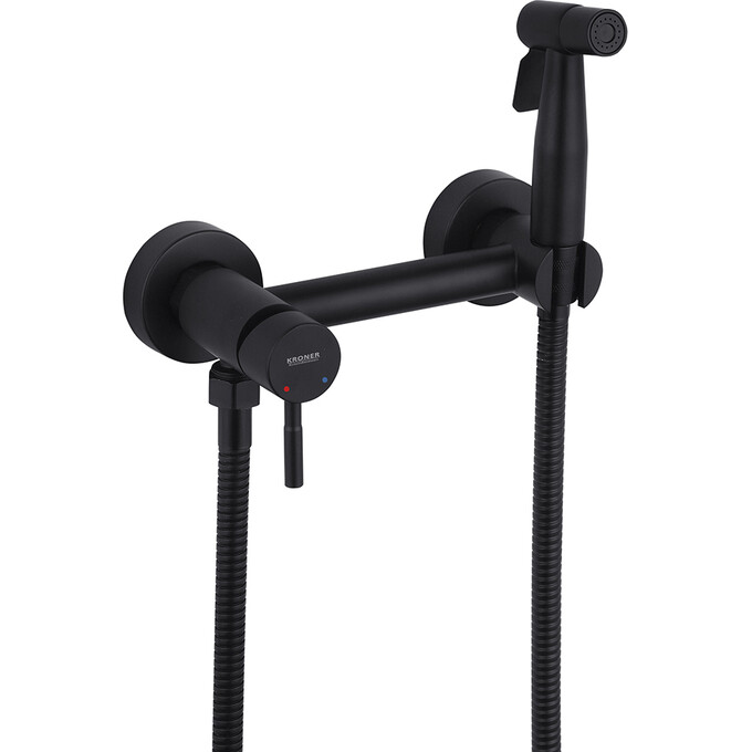 Гигиенический душ со смесителем Kroner KRP Edelstahl Klassisch SCH052 (черный матовый), Цвет производителя: черный матовый, фото 