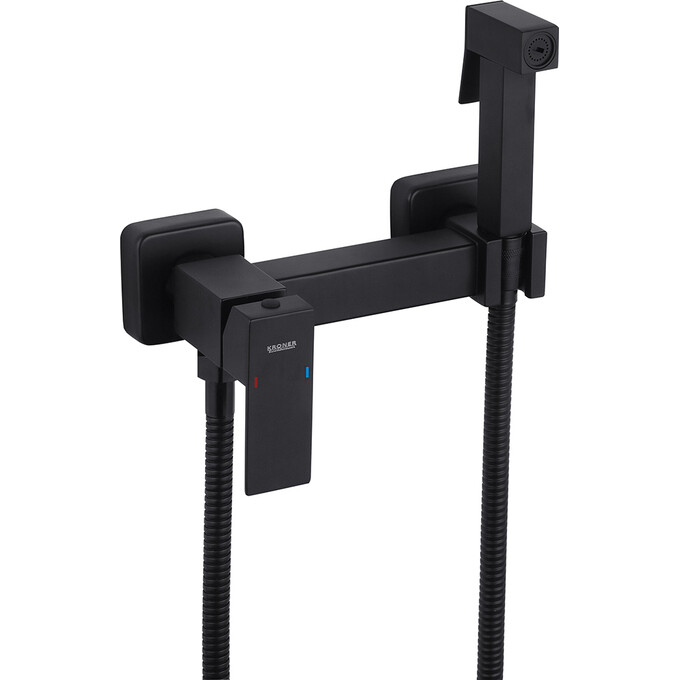 Гигиенический душ со смесителем Kroner KRP Edelstahl Kubus SCH052 (черный матовый), Цвет производителя: черный матовый, фото 