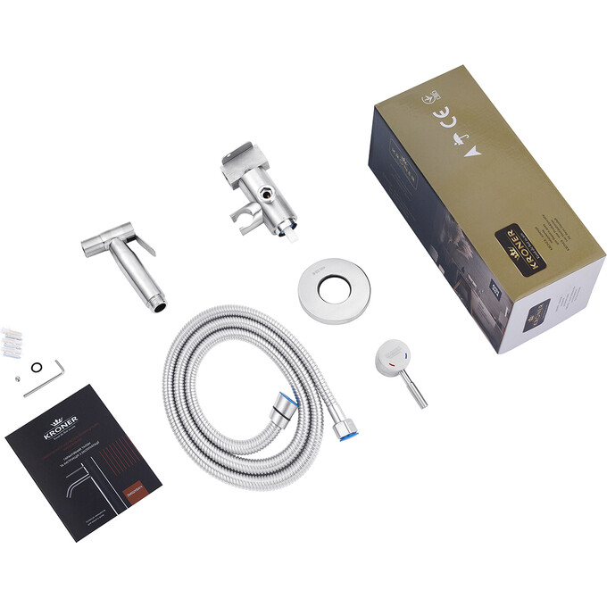 Гігієнічний душ із змішувачем Kroner KRP Edelstahl Klassisch ESG053 (нержавіюча сталь, прихованого монтажу), Колір виробника: нержавіюча сталь, фото , изображение 6