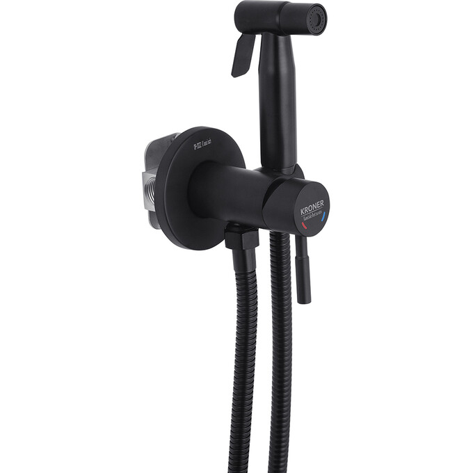 Гигиенический душ со смесителем Kroner KRP Edelstahl Klassisch SCH053 (черный матовый, скрытого монтажа), Цвет производителя: черный матовый, фото 