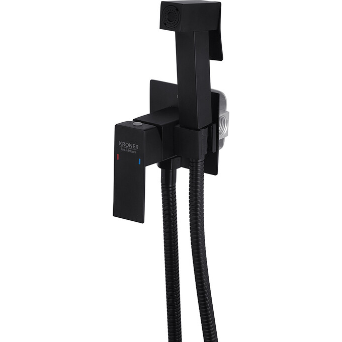 Гигиенический душ со смесителем Kroner KRP Edelstahl Kubus SCH053 (черный матовый, скрытого монтажа), Цвет производителя: черный матовый, фото 2