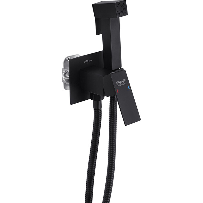 Гигиенический душ со смесителем Kroner KRP Edelstahl Kubus SCH053 (черный матовый, скрытого монтажа), Цвет производителя: черный матовый, фото 3