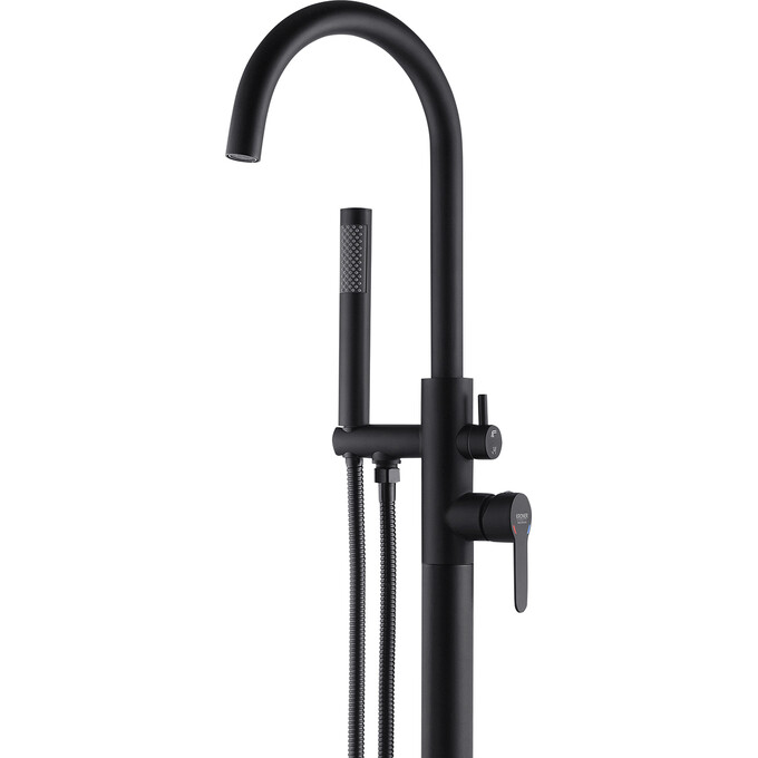 Змішувач для ванни Kroner KRP Edelstahl Klassisch SCH077 (чорний матовий, підлоговий), Колір виробника: чорний матовий, фото , изображение 3