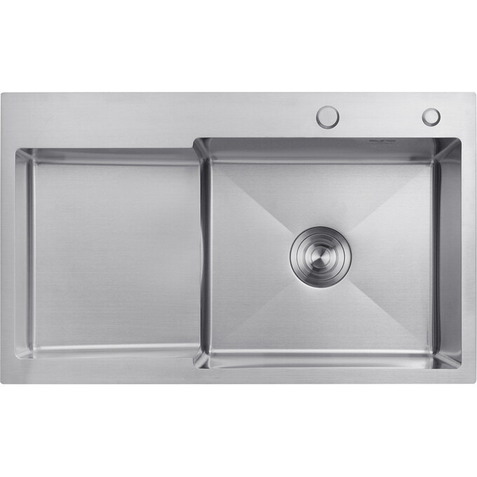 Кухонная мойка Kroner KRP Gebürstet 7848RHM (Geburstet-7848RHM, 78x48 см, 3.0/1.0 мм, с коландером и сифоном), Доступные размеры: 78 x 48 R, фото 