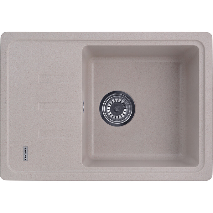 Кухонная мойка Kroner KRP Komposit COL 6243 (KompositCOL-6243, бежевая, 62x43 см, с сифоном), Цвет производителя: бежевый, фото 