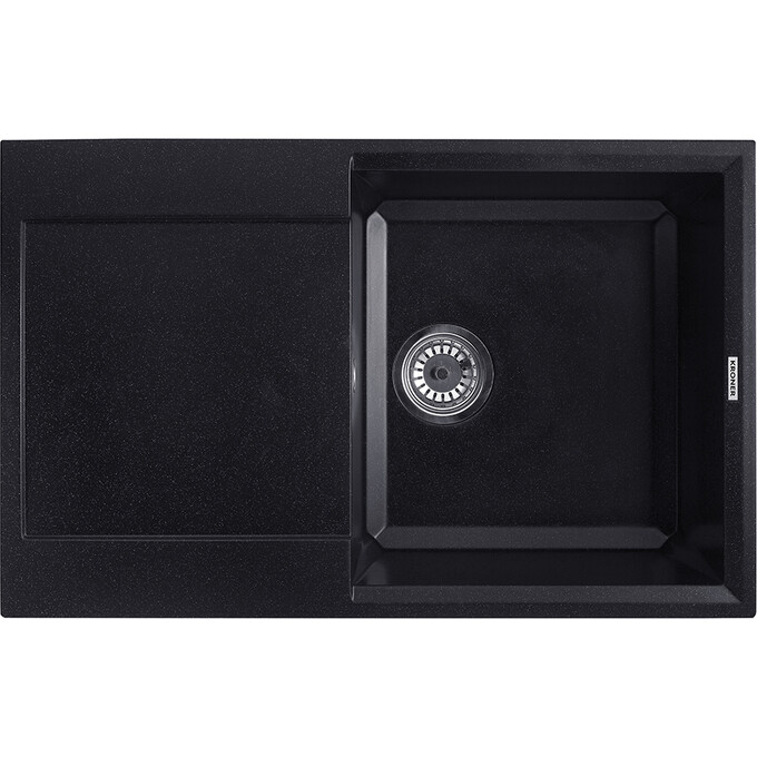 Кухонна мийка Kroner KRP Komposit SCH 7850 (KompositSCH-7850, чорна, 78x50 см, із сифоном), Колір виробника: чорний, фото 