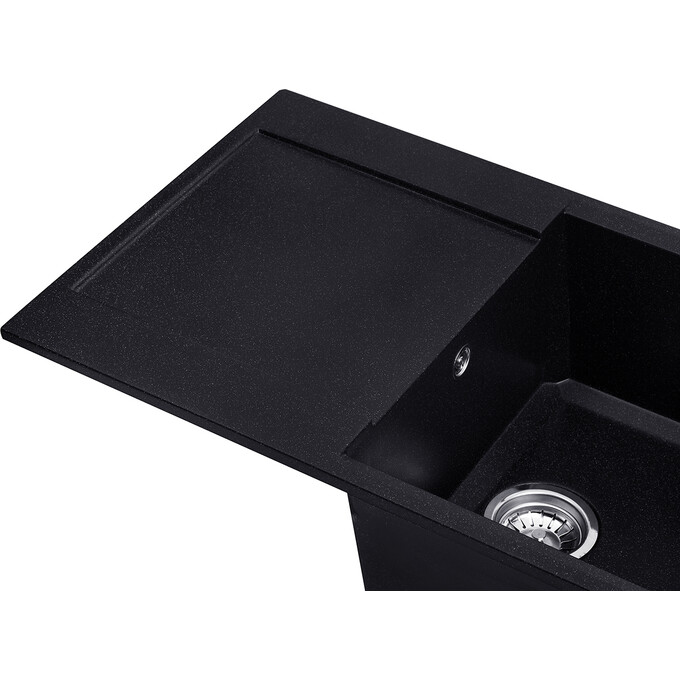 Кухонна мийка Kroner KRP Komposit SCH 7850 (KompositSCH-7850, чорна, 78x50 см, із сифоном), Колір виробника: чорний, фото , изображение 4