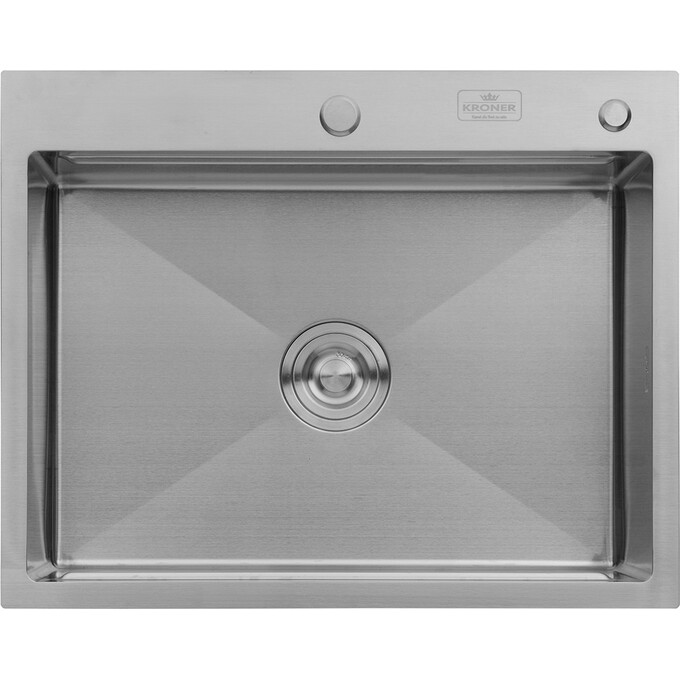 Кухонная мойка Kroner KRP Gebürstet 6350HM (KRPGeburstet-6350HM, 63x50 см, 3.0/1.0 мм, с коландером и сифоном), Доступные размеры: 63 x 50, фото 