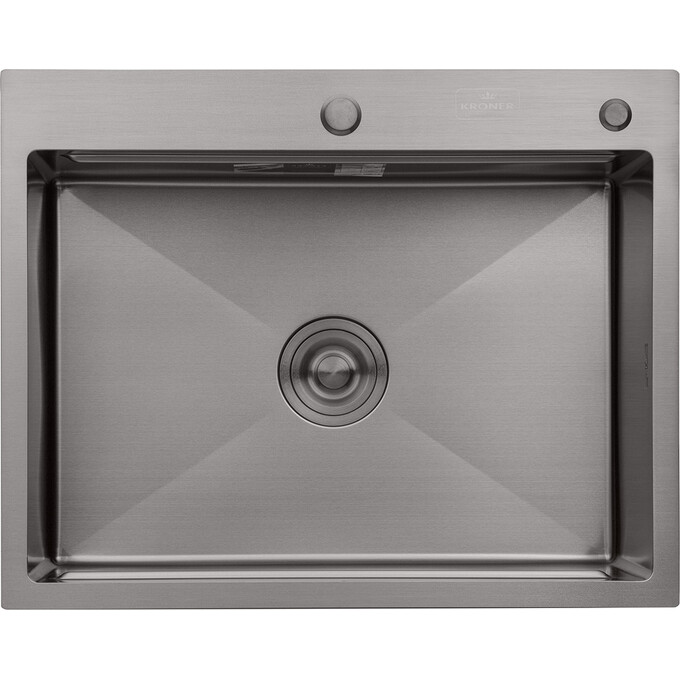 Кухонная мойка Kroner KRP Schwarze 6350HM PVD (KRPSchwarze-6350HMPVD, 63x50 см, 3.0/1.0 мм, с коландером и сифоном), Доступные размеры: 63 x 50, фото 