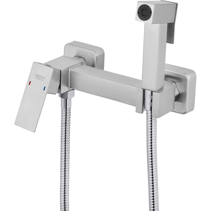 Гігієнічний душ із змішувачем Kroner KRP Edelstahl Kubus ESG052 (нержавіюча сталь), Колір виробника: нержавіюча сталь, фото , изображение 3