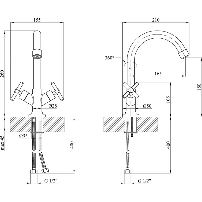 Смеситель для кухни Kroner KRM Aller C030, фото 7