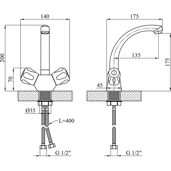 Смеситель для умывальника Kroner KRP Hamburg C010, фото 7