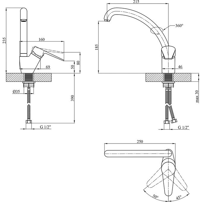 Смеситель для кухни Kroner KRM Elbe C032, фото 7