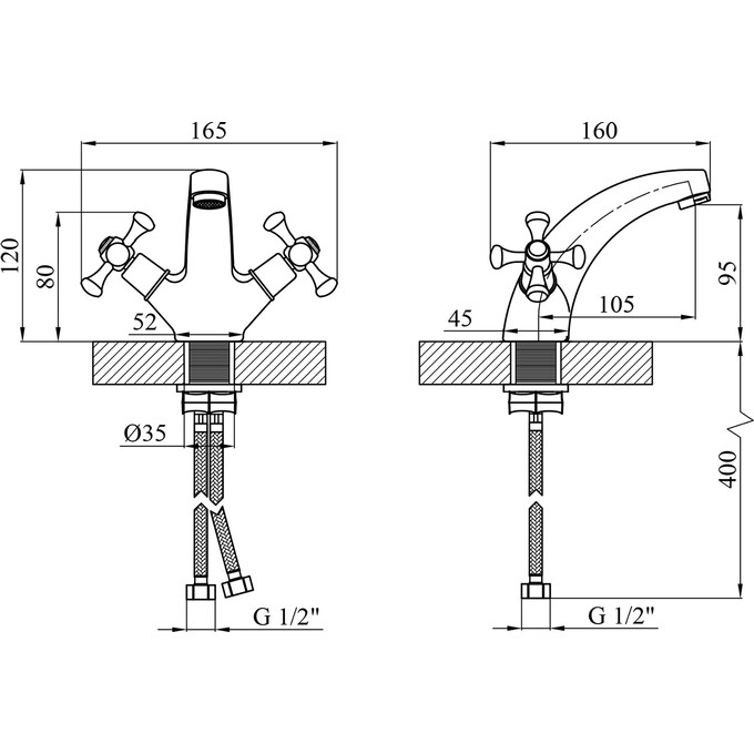 Змішувач для умивальника Kroner KRM Rhein C010, фото , изображение 8