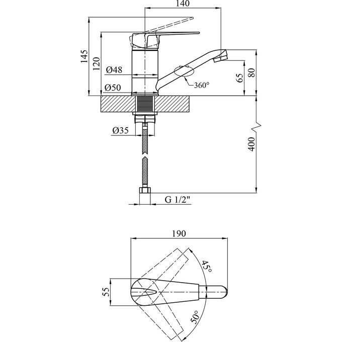 Смеситель для умывальника Kroner KRM Odra C010, фото 7