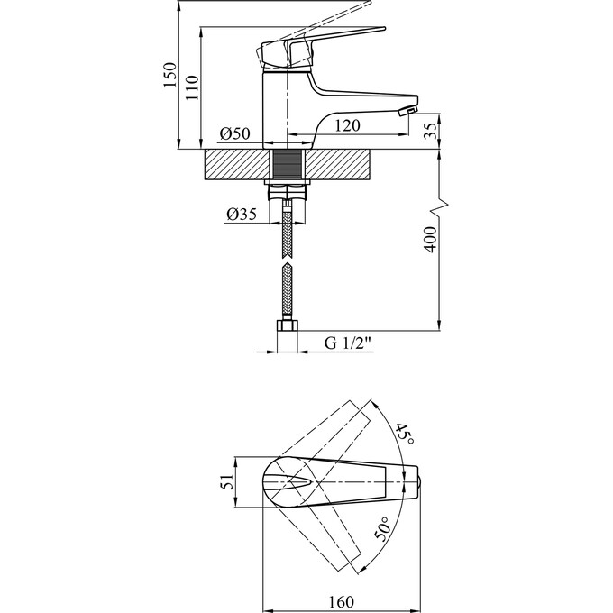 Смеситель для умывальника Kroner KRM Odra C011, фото 7