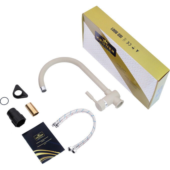 Смеситель для кухни Kroner KRM Mosel S035 (бежевый матовый), Цвет производителя: бежевый матовый, фото 8