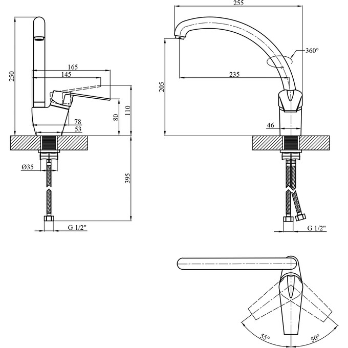 Смеситель для кухни Kroner KRM Odra S035 (бежевый), Цвет производителя: бежевый матовый, фото 7