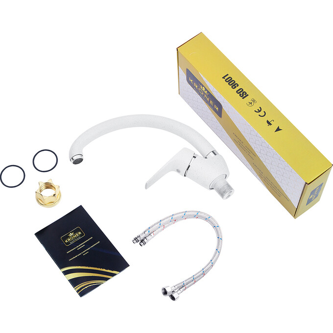 Смеситель для кухни Kroner KRM Odra W035 (белый матовый), Цвет производителя: белый матовый, фото 6