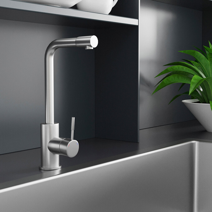 Смеситель для кухни Kroner KRP Edelstahl Klassisch ESG034 (нержавейка), фото 2