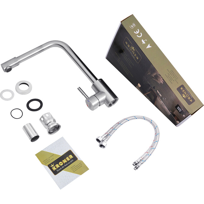 Смеситель для кухни Kroner KRP Edelstahl Klassisch ESG034 (нержавейка), фото 9