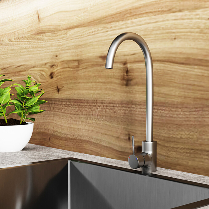 Смеситель для кухни Kroner KRP Edelstahl Klassisch ESG035 (нержавейка), Цвет производителя: нержавейка, фото 2