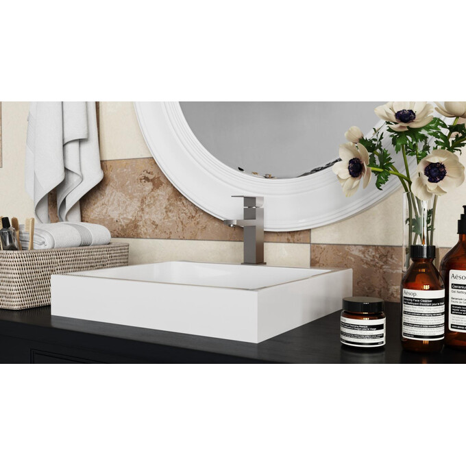 Смеситель для умывальника Kroner KRP Edelstahl Kubus ESG010 (нержавейка), Цвет производителя: нержавейка, фото 3