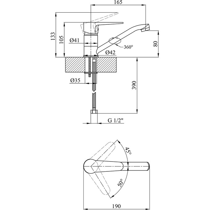 Смеситель для умывальника Kroner KRM Elbe C012, фото 7