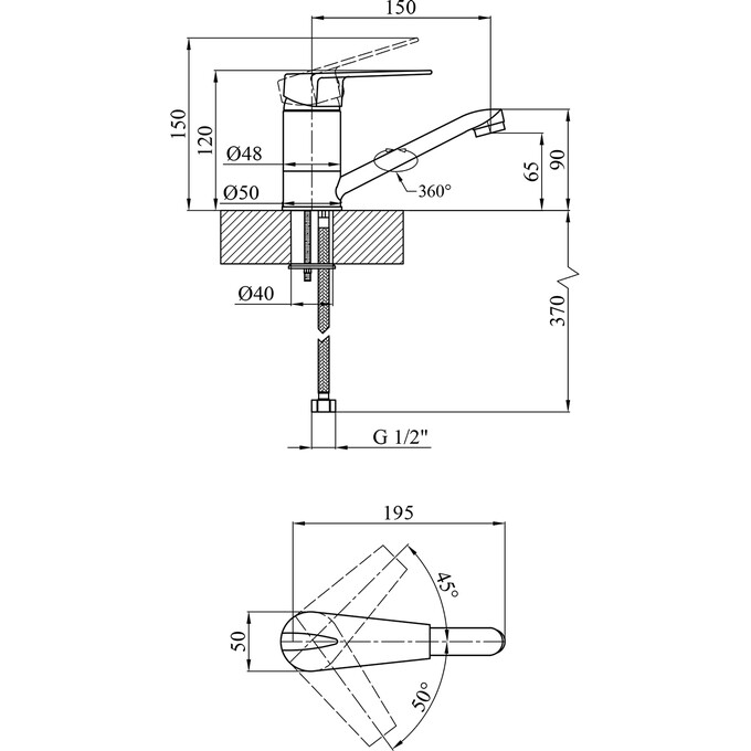 Смеситель для умывальника Kroner KRM Odra C012, фото 6