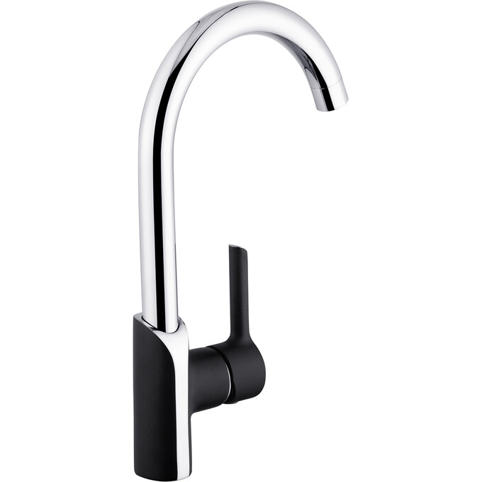 Смеситель для кухни Kroner KRP Essen SCH030 (хром/черный матовый), Цвет производителя: хром, черный матовый, фото 2
