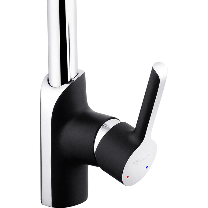 Смеситель для кухни Kroner KRP Essen SCH030 (хром/черный матовый), Цвет производителя: хром, черный матовый, фото 6
