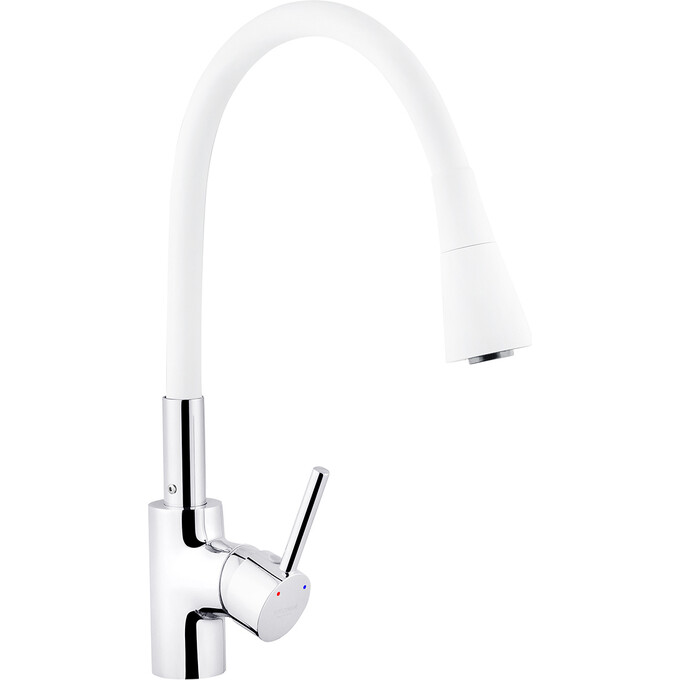 Смеситель для кухни Kroner KRP Küche C031WHI (хром/белый, с гибким изливом), Цвет производителя: хром, белый, фото 3