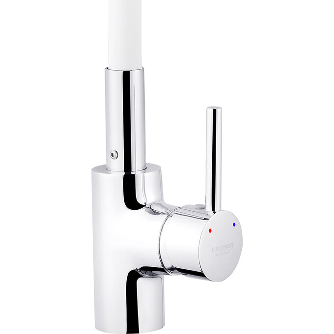 Смеситель для кухни Kroner KRP Küche C031WHI (хром/белый, с гибким изливом), Цвет производителя: хром, белый, фото 4