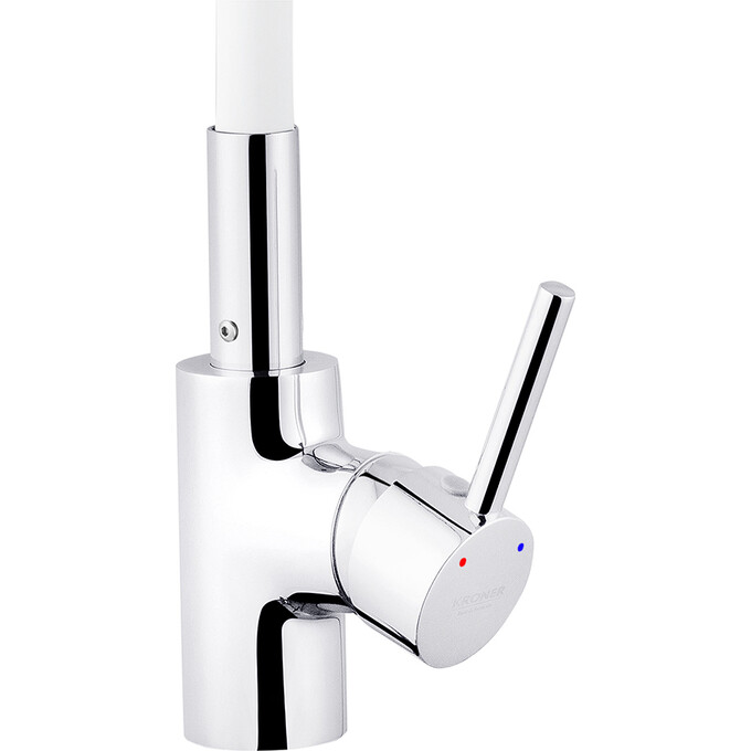 Смеситель для кухни Kroner KRP Küche C031WHI (хром/белый, с гибким изливом), Цвет производителя: хром, белый, фото 5