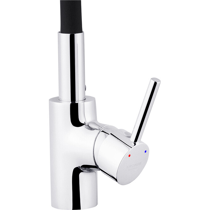 Смеситель для кухни Kroner KRP Küche C031BLK (хром/черный, с гибким изливом), Цвет производителя: хром, черный, фото 5