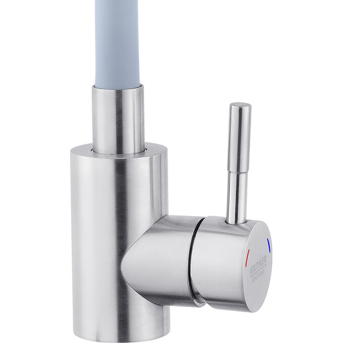 Смеситель для кухни Kroner KRP Edelstahl Klassisch ESG035GRA (нержавейка/серый, c гибким изливом), Цвет производителя: нержавейка, серый, фото 4