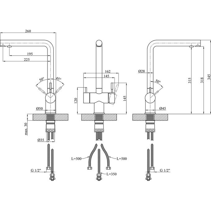 Смеситель для кухни Kroner KRP Edelstahl Klassisch ESG03811 (нержавейка, с подключением питьевой воды), фото 10