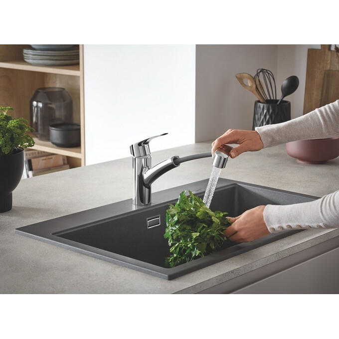 Смеситель для кухни Grohe Eurosmart New Chrome 30305001 (с выдвижной лейкой), фото 3