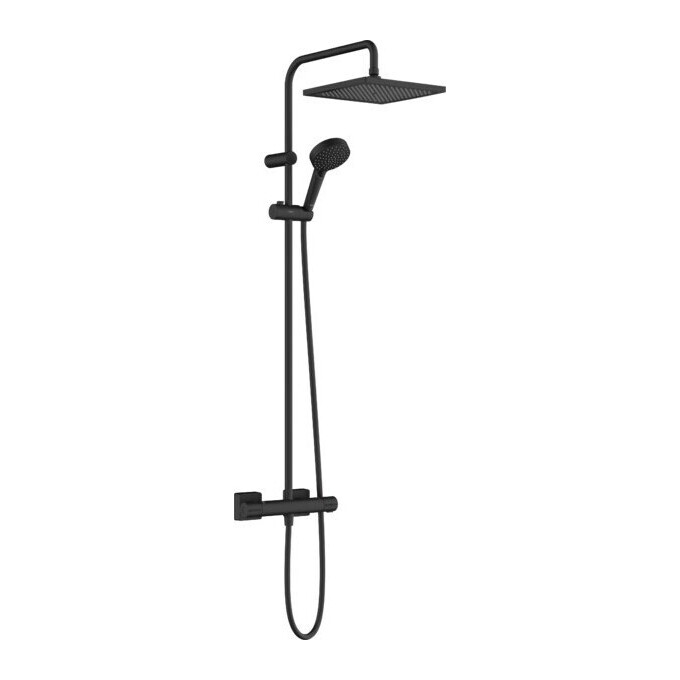 Душевая система с термостатом Hansgrohe Vernis Shape Showerpipe 240 Black Matt 26427670 (черная матовая), фото 