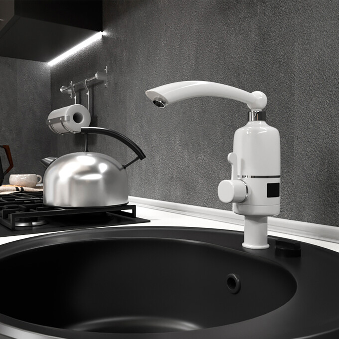 Проточный водонагреватель для кухни Kroner KRM Volt CW092 (белый, с дисплеем и электронагревом 3 кВт), фото 2