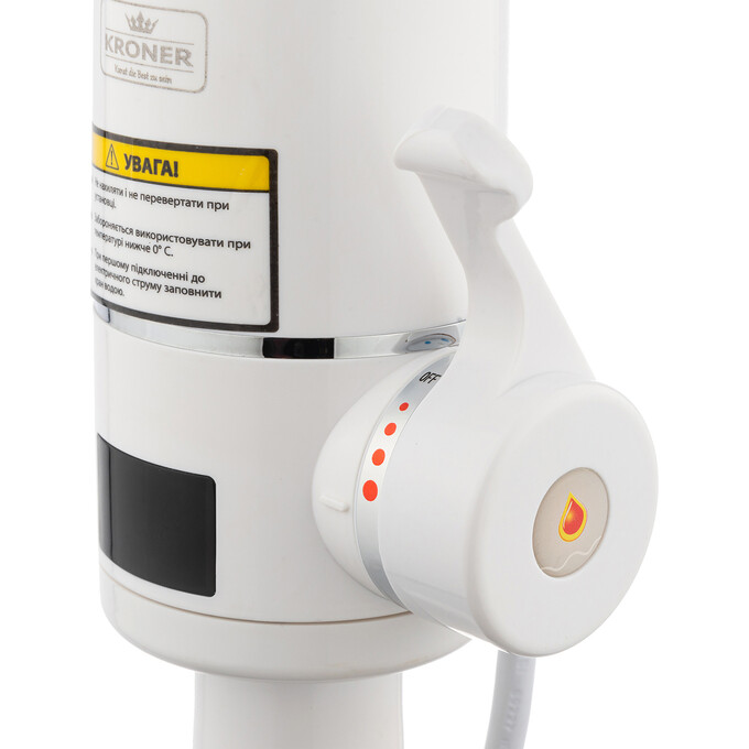 Проточный водонагреватель для кухни Kroner KRM Volt CW090R (белый/хром, с дисплеем, с гибким изливом и электронагревом 3 кВт), фото 2