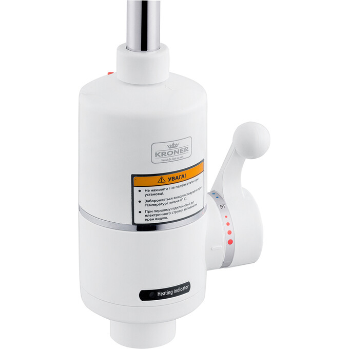 Проточный водонагреватель для кухни Kroner KRM Volt CW190RFA (белый/хром, с гибким изливои и электронагревом 3 кВт), фото 2