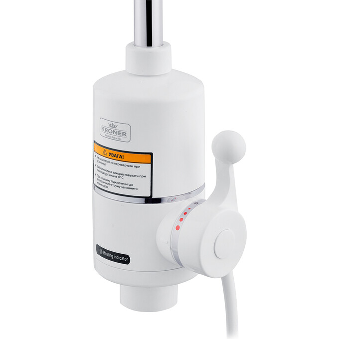 Проточный водонагреватель для кухни Kroner KRM Volt CW190RFA (белый/хром, с гибким изливои и электронагревом 3 кВт), фото 4