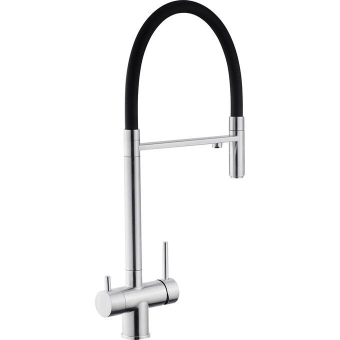 Смеситель для кухни Kroner KRP Edelstahl Klassisch ESG03815BLK (нержавейка/черный, c гибким изливом и подключением питьевой воды), Цвет производителя: нержавейка, черный, фото 3