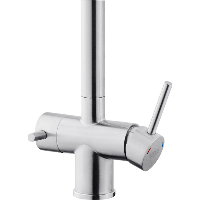 Смеситель для кухни Kroner KRP Edelstahl Klassisch ESG03815BLK (нержавейка/черный, c гибким изливом и подключением питьевой воды), Цвет производителя: нержавейка, черный, фото 6