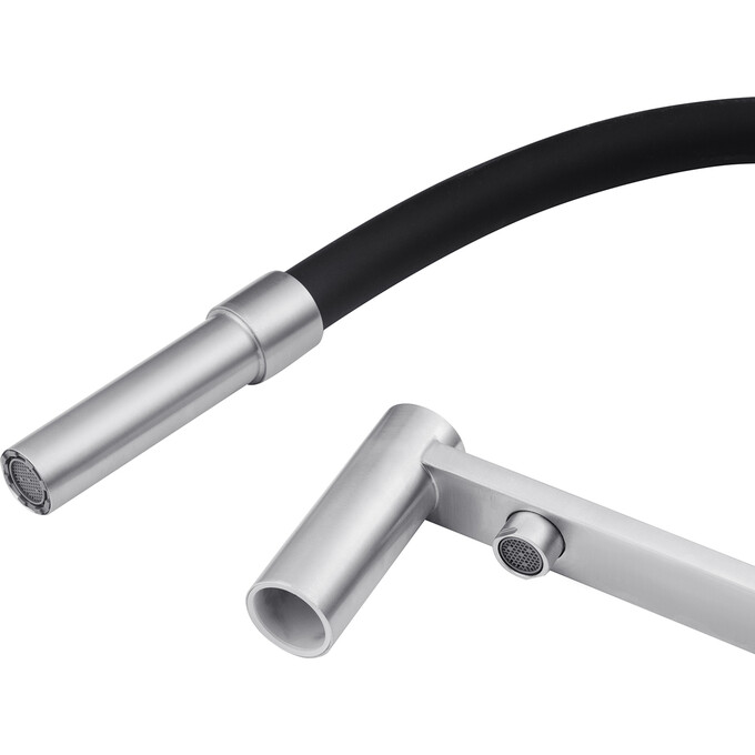 Смеситель для кухни Kroner KRP Edelstahl Klassisch ESG03815BLK (нержавейка/черный, c гибким изливом и подключением питьевой воды), Цвет производителя: нержавейка, черный, фото 9